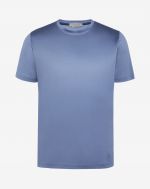 T- shirt girocollo azzurro in filoscozia