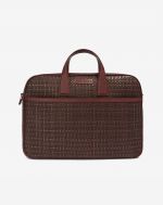 Multicolour braided leather briefcase