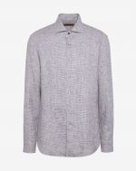 Grey houndstooth linen shirt