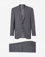 Suit in prince of wales grey wool