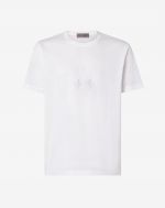 T-shirt bianca in filoscozia con logo