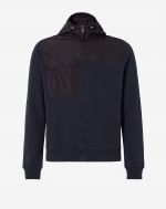 Blue full-zip sweatshirt with hood