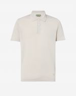 Beige buttoned polo shirt in cotton crêpe