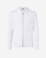 White full-zip sweatshirt with hood