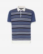 Blue micro stripe polo shirt with buttons