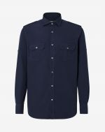 Navy blue garment-dyed shirt with pockets