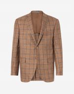 Brown 2-button jacket in wool, linen and silk