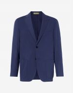 Blue circle shirt jacket in silk-cotton blend