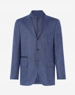 Blue paddock jacket in wool, silk and linen