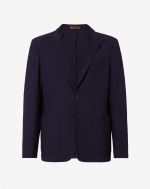 Blue 2-button jacket in stretch wool jersey