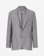 Grey wool jersey jacket with chest piece