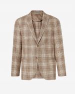 Beige 2-button jacket in cotton, linen and silk