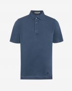 Navy blue piqué short-sleeve polo shirt