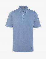 Blue piqué short-sleeve polo shirt