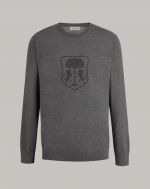 Grey melange sweater with contrast