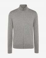 Grey cotton and cashmere full-zip