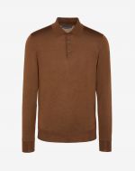 Tobacco cashmere, wool and silk polo shirt 