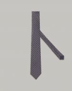 Blauwe en camelkleurige bedrukte stropdas