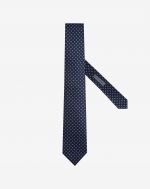Cravate bleue cousue main à motifs