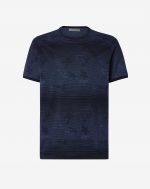 Blue t-shirt in patterned cotton yarn