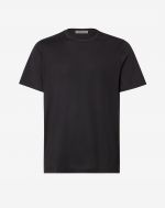T-shirt nera manica corta seta e cotone