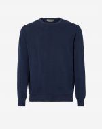 Blue long-sleeve pima cotton round neck sweater