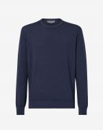 Blue round neck sweater in extra-fine wool