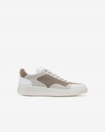 White nappa leather and suede sneakers
