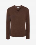 Brown cashmere V-neck sweater