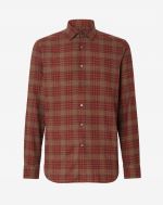 Cotton flannel shirt in brick red