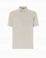 Beige short-sleeve polo shirt in cotton piqué