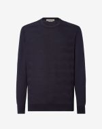Blue crew-neck ultra-light cotton sweater