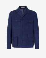 Blue knitted mouliné cotton jacket