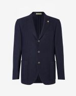 Blue two-button cotton and linen jacket