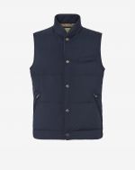Padded recycled down gilet in blue