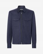Technical cotton jersey overshirt in blue