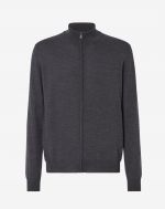 Merino wool full zip jumper in dark grey