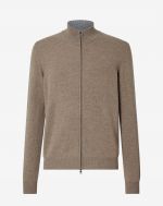 Wool and cashmere full zip in taupe