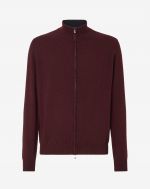 Wool and cashmere full zip in deep burgundy