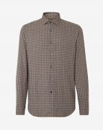 Patterned cotton flannel shirt in beige