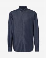 Cotton and lyocell shirt in indigo blue