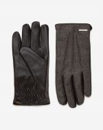 Nappa and flannel gloves in dark brown