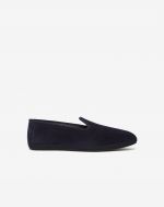 Suede loafer slipper in navy blue