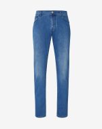 Blauwe jeans met 5 zakken in stretchdenim 
