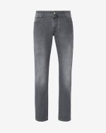 Jeans 5 tasche grigio denim con logo 