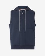 Navy blue hooded vest in cotton 