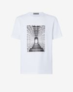 White cotton crewneck t-shirt with print