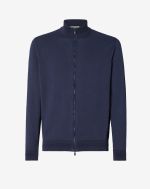 Navy blue cotton full zip sweater