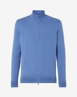 Light-blue cotton full zip sweater