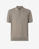 Brown ribbed ultra-light cotton zipped polo